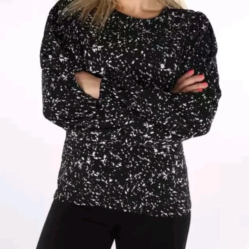 Wallace by J Crew Chic Black and White Women's wool Crew Neck Sweater